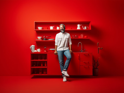 Blije Man Rode Keuken