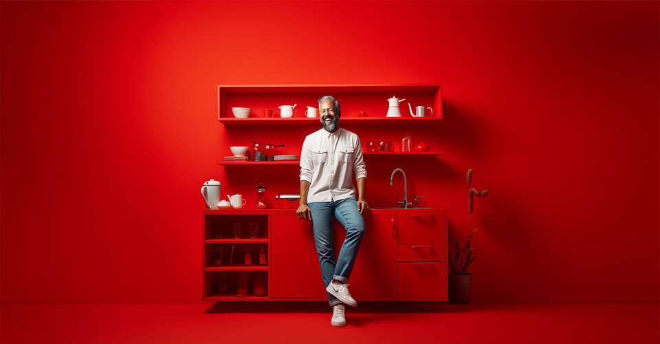 Blije Man Rode Keuken