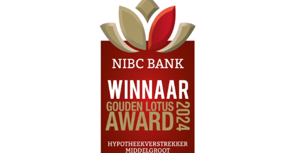 NIBC Bank wint de Gouden Lotus Award 2024 als middelgrote hypotheekverstrekker.