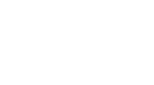 Minimalist white line drawing of an urban landscape featuring various buildings on a black background.