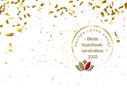 Gouden medaille met de tekst 'Best in Show', omringd door gouden confetti en een witte bloem.