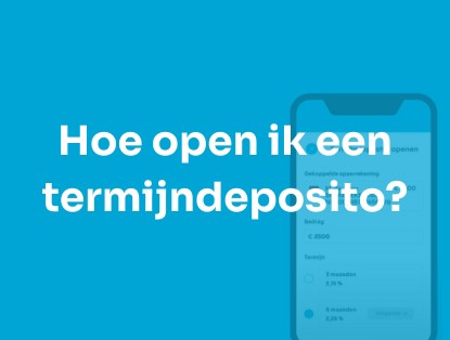 Instructies voor het openen van een termijn deposito met een smartphoneillustratie.