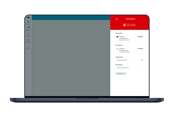 Scherm van een laptop met een weergave van een online betaalpagina, met rechts het totaalbedrag van € 0,00.